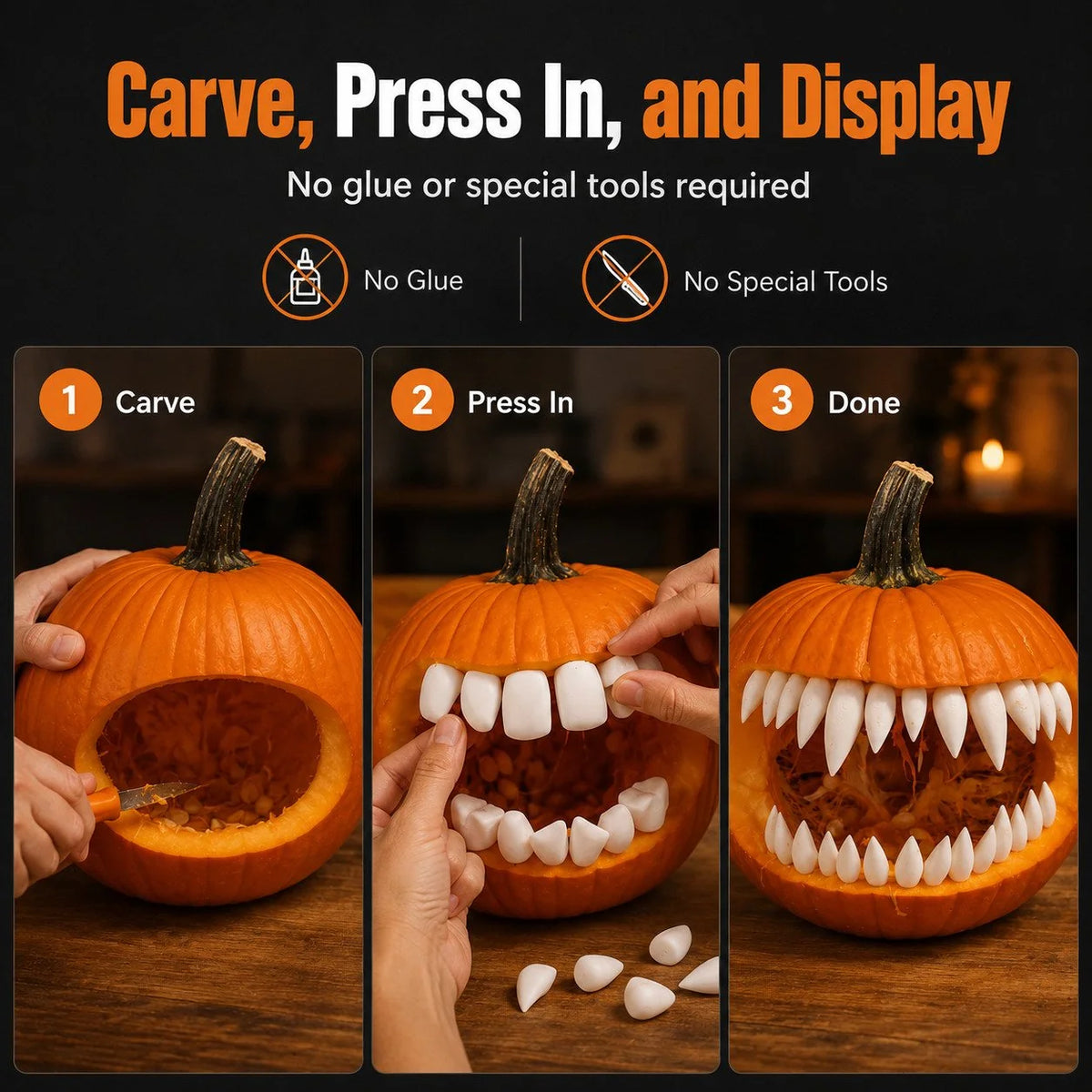 Decorative Monster Grin Pumpkin Decorating Kit – Create Bold 3D