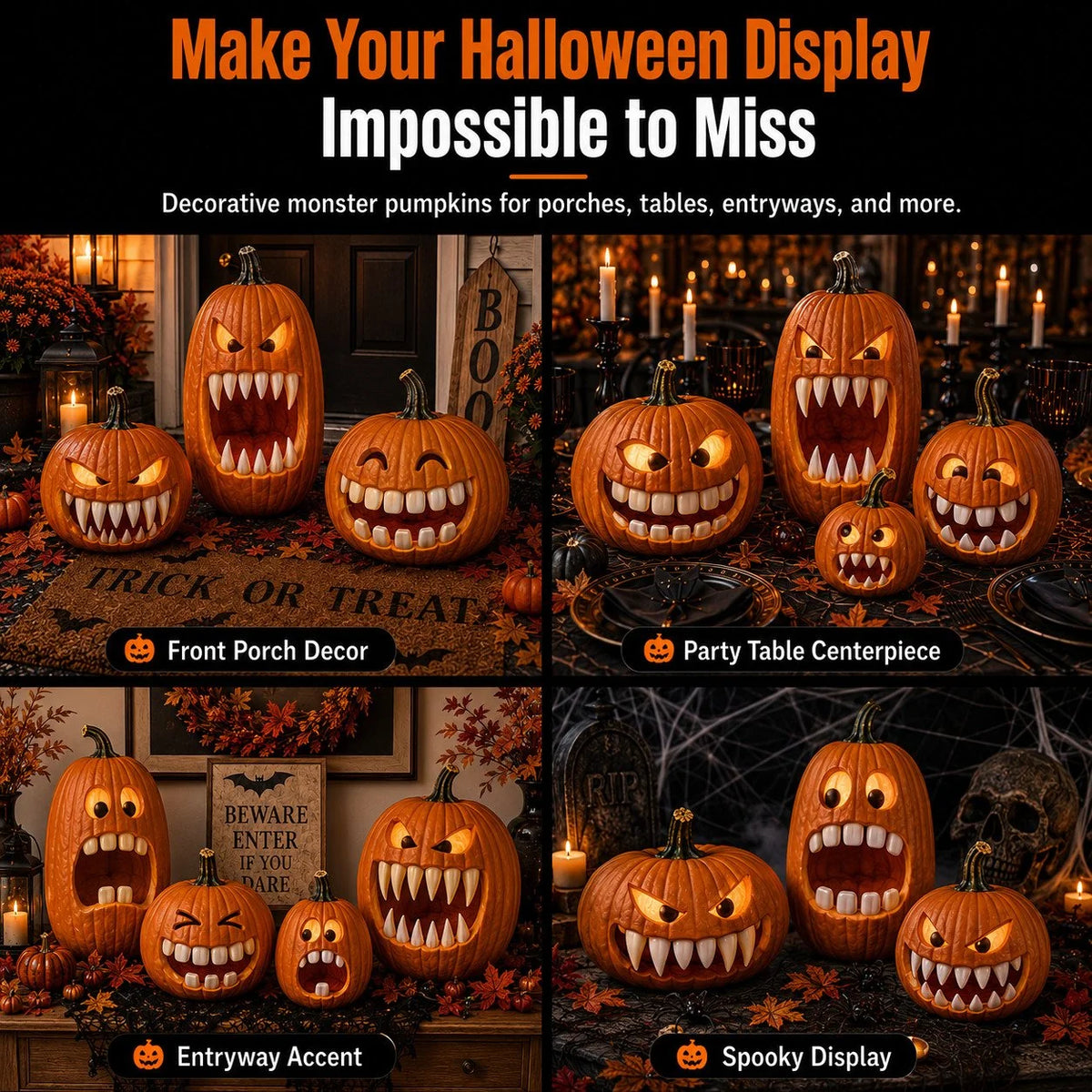Decorative Monster Grin Pumpkin Decorating Kit – Create Bold 3D