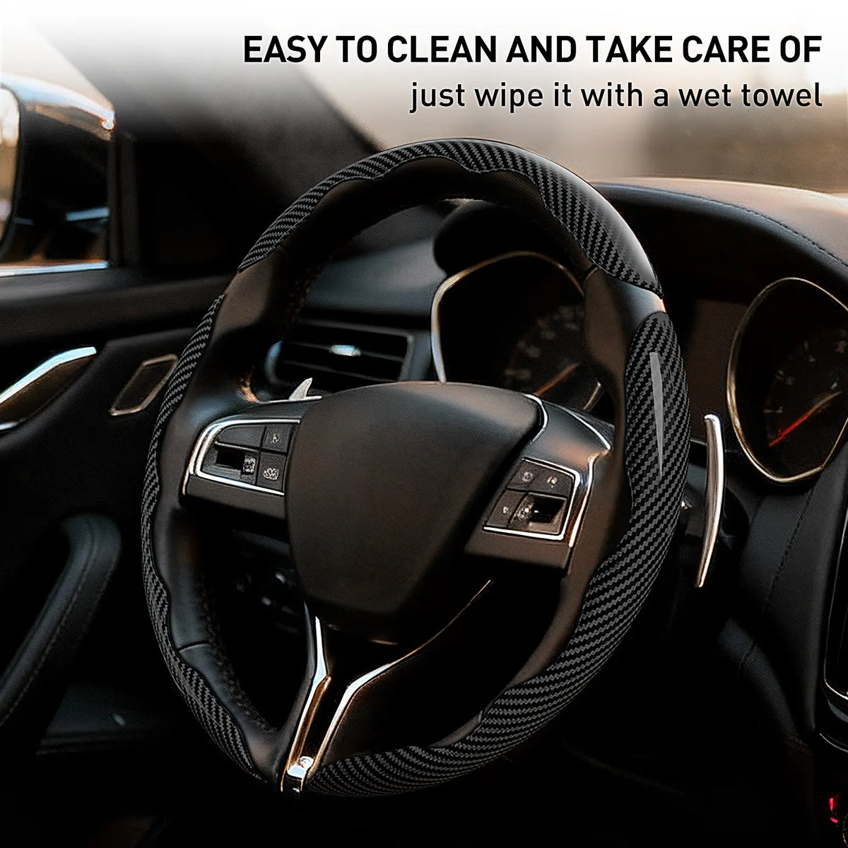 Vehicle-Ready Non-Slip Car Steering Wheel Cover for 15 Inch