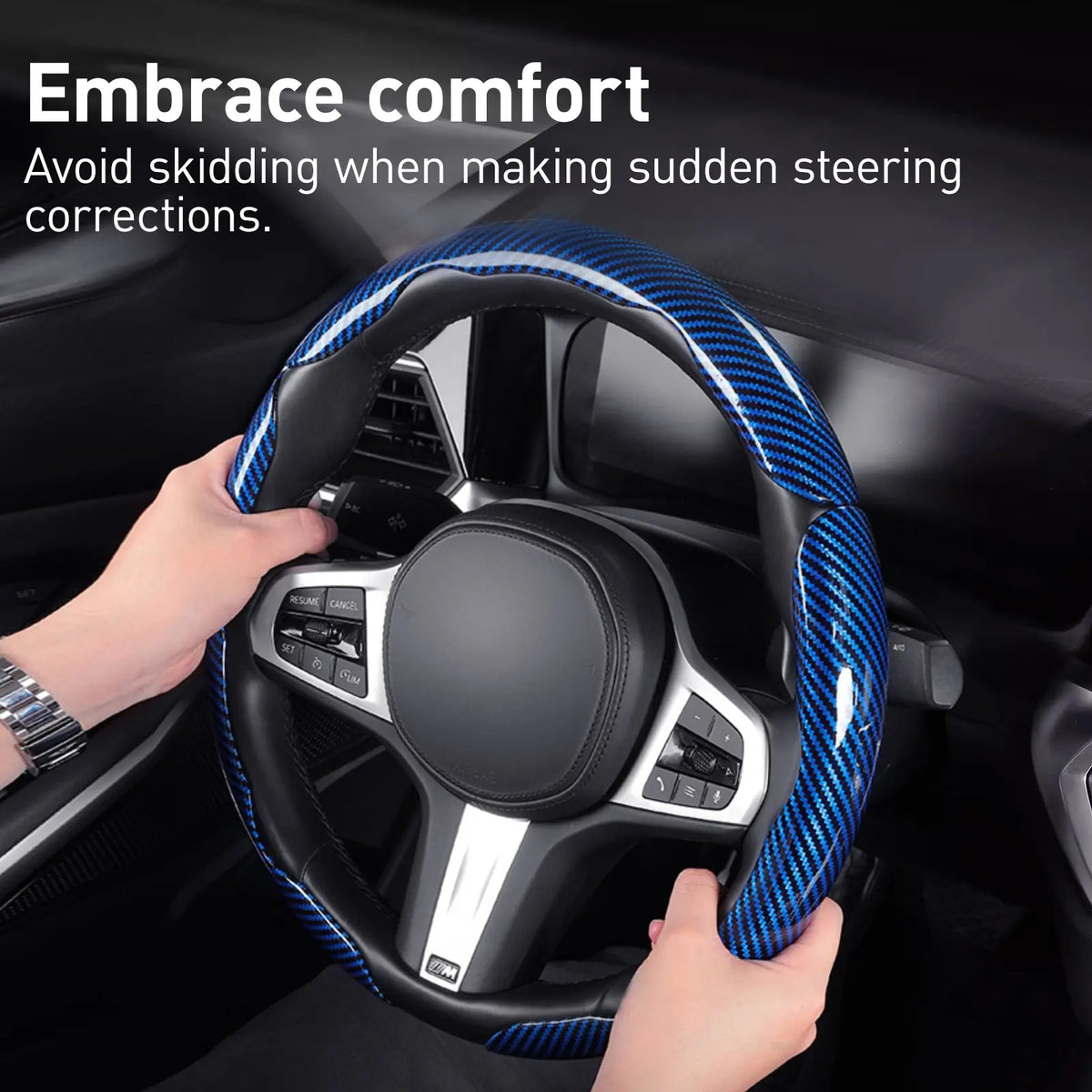 Vehicle-Ready Non-Slip Car Steering Wheel Cover for 15 Inch