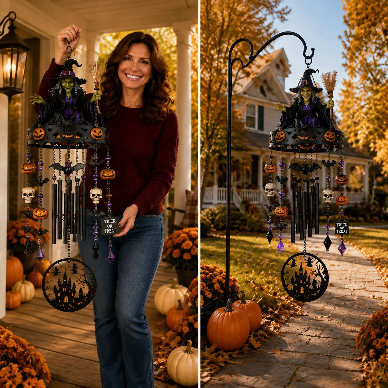 Handmade Witch-Themed Figure for Outdoor Seasonal Display