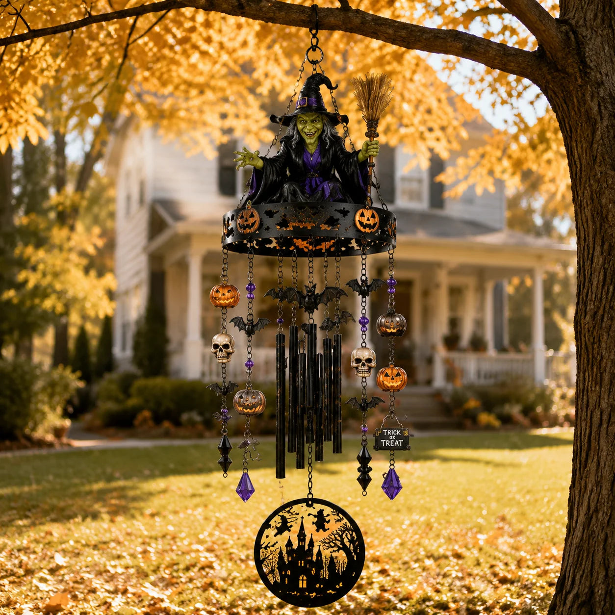 Handmade Witch-Themed Figure for Outdoor Seasonal Display