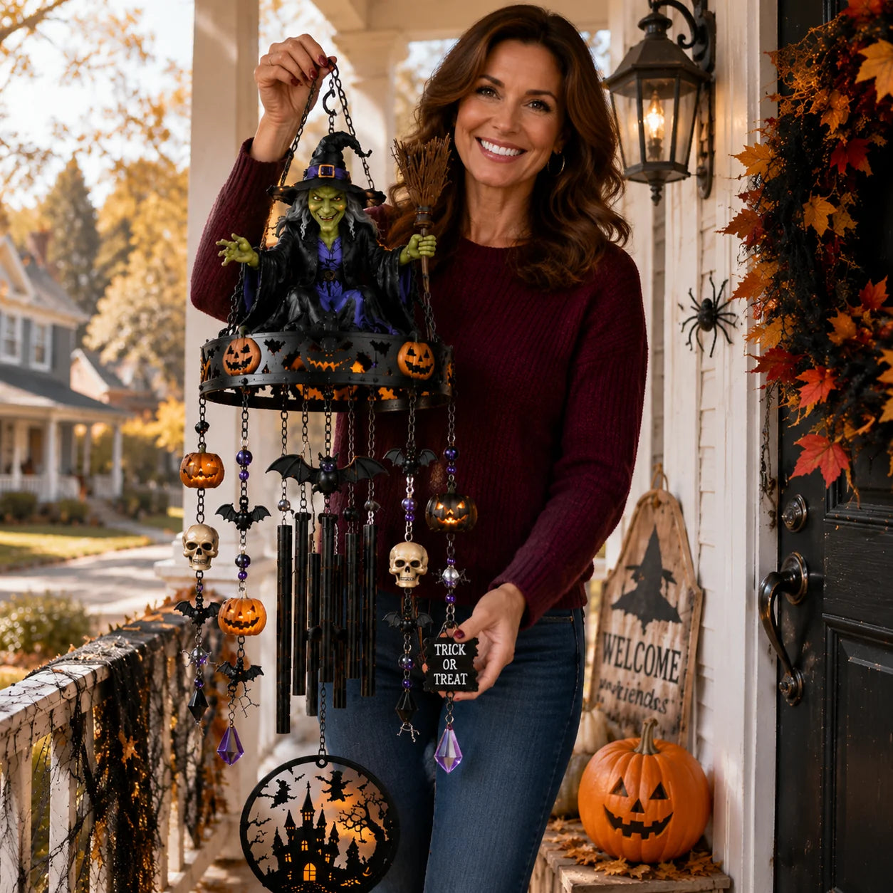 Handmade Witch-Themed Figure for Outdoor Seasonal Display