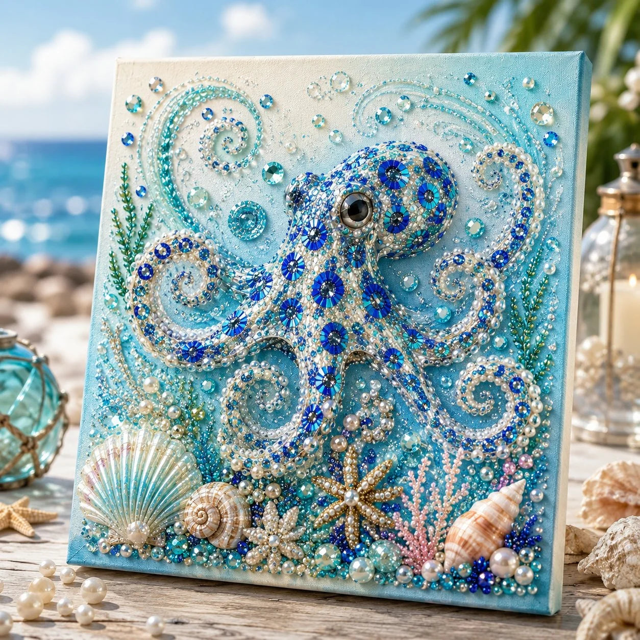 Pearl-Accent Ocean Craft Kit for DIY Tabletop Artwork