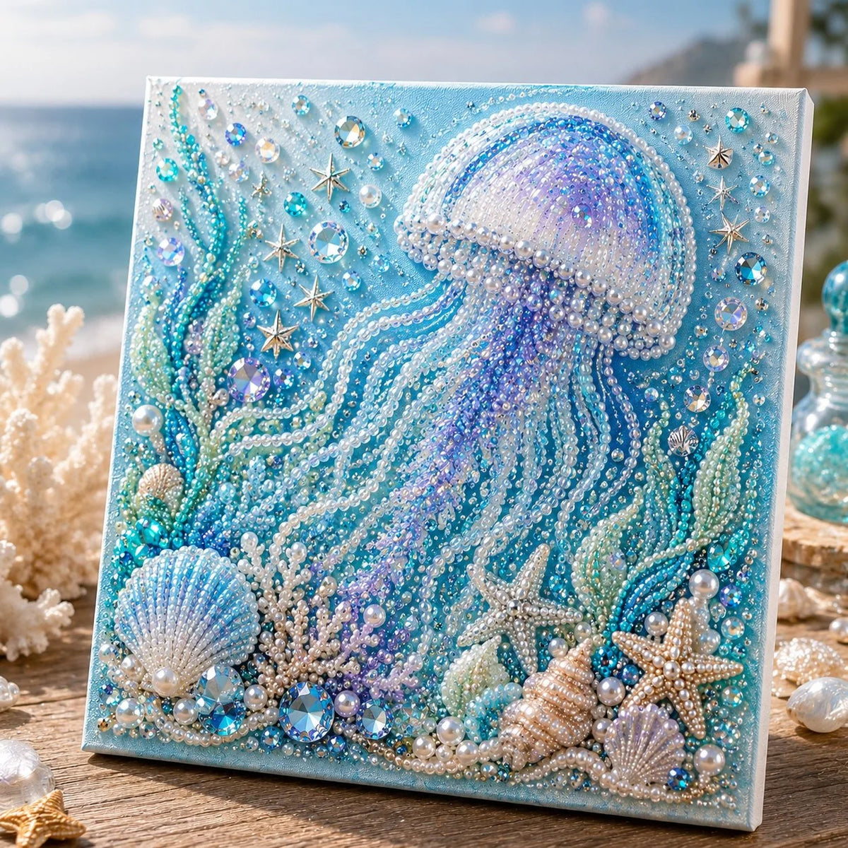 Pearl-Accent Ocean Craft Kit for DIY Tabletop Artwork
