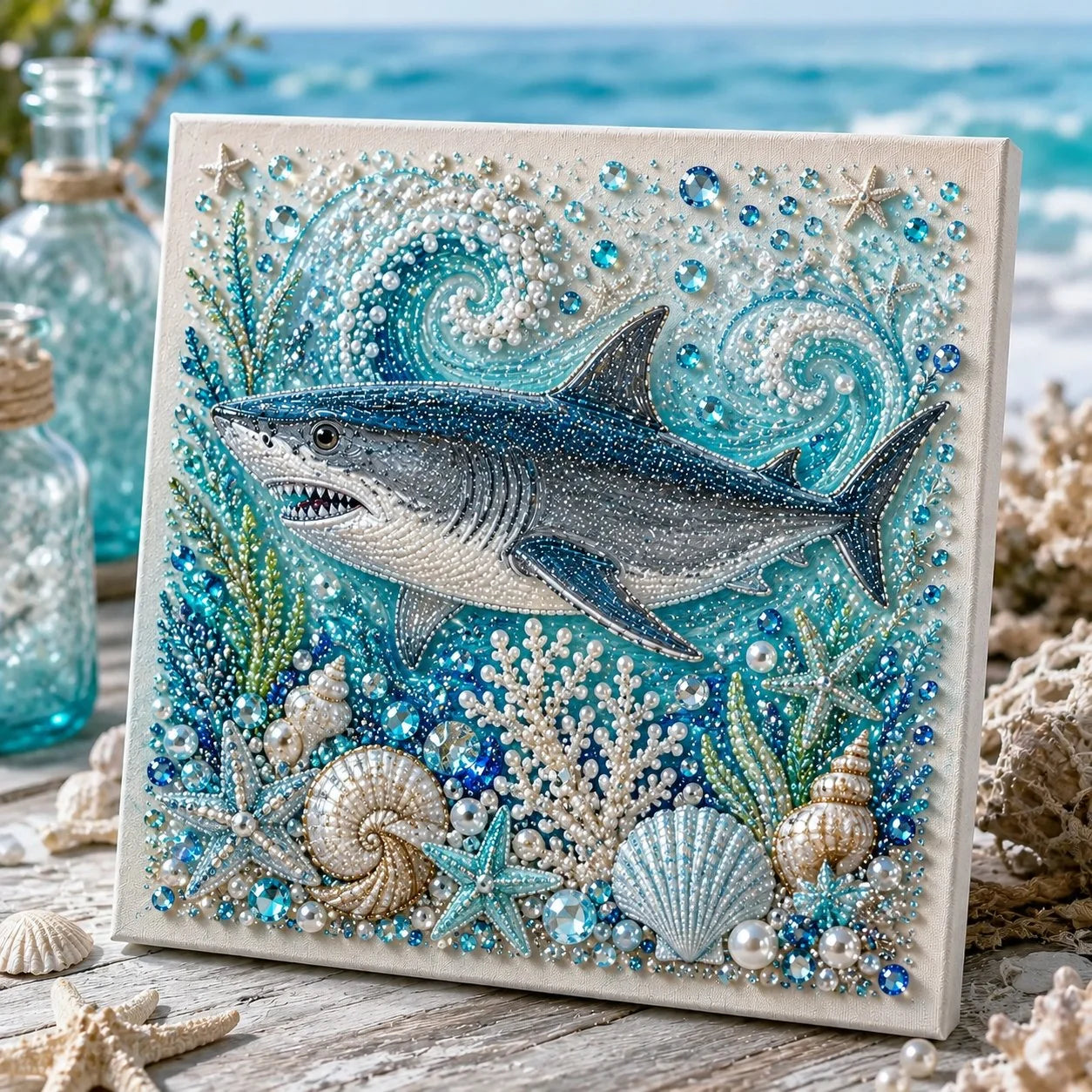 Pearl-Accent Ocean Craft Kit for DIY Tabletop Artwork