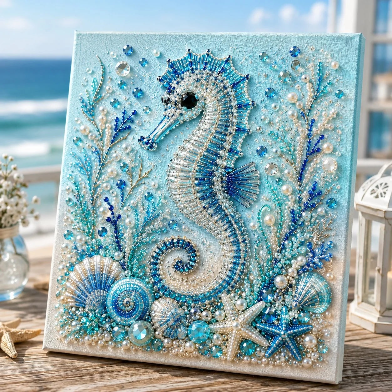 Pearl-Accent Ocean Craft Kit for DIY Tabletop Artwork
