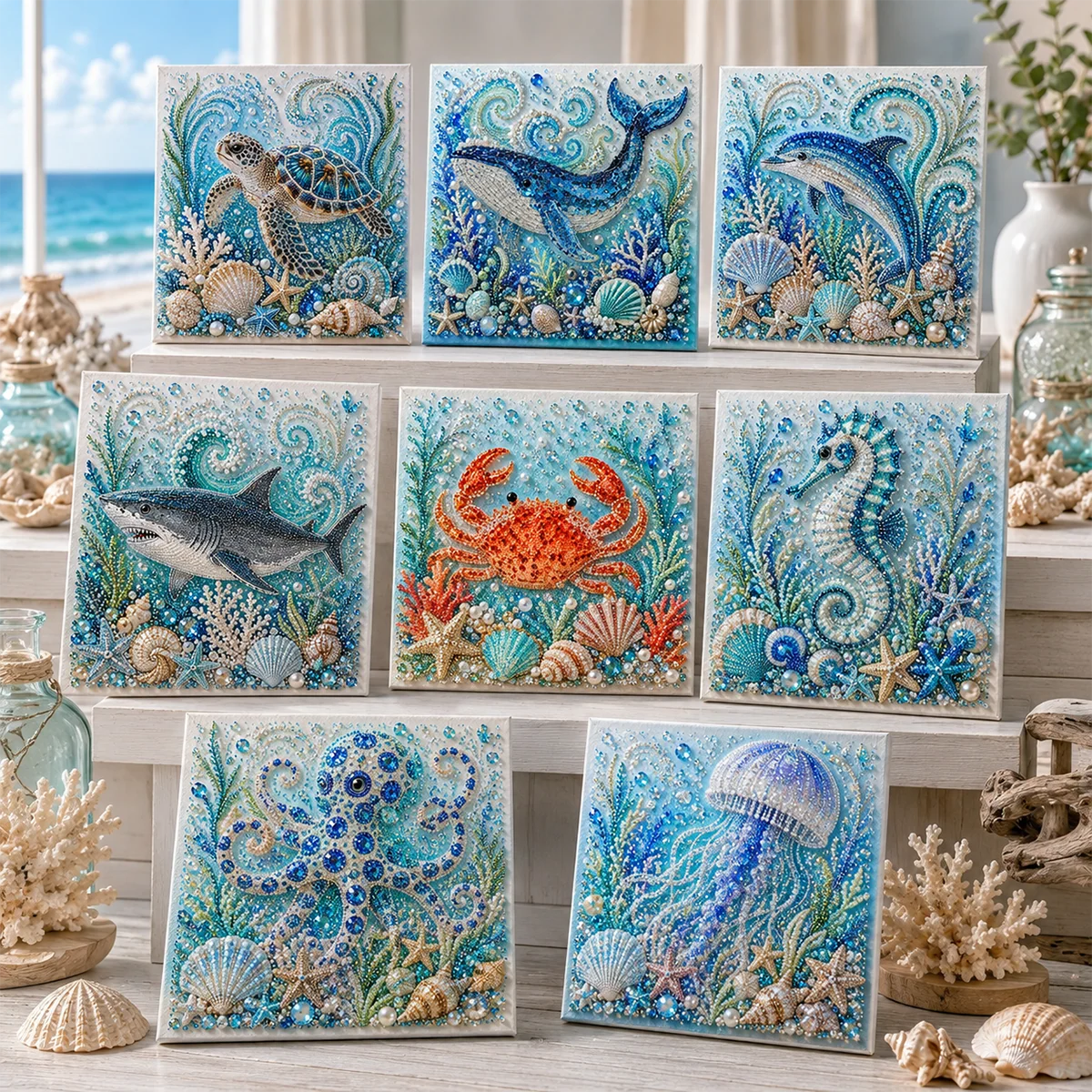 Pearl-Accent Ocean Craft Kit for DIY Tabletop Artwork