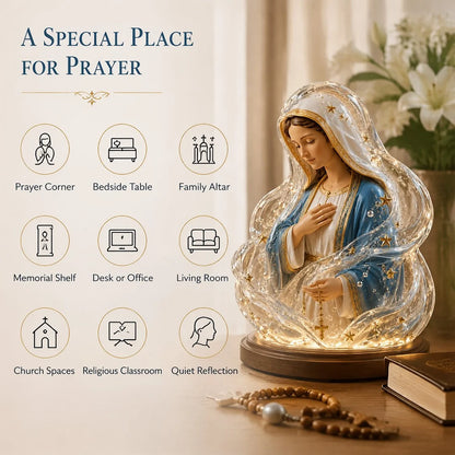 Decorative Our Lady of Starlight Illuminated Prayer Statue