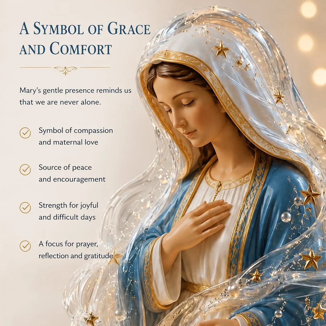 Decorative Our Lady of Starlight Illuminated Prayer Statue