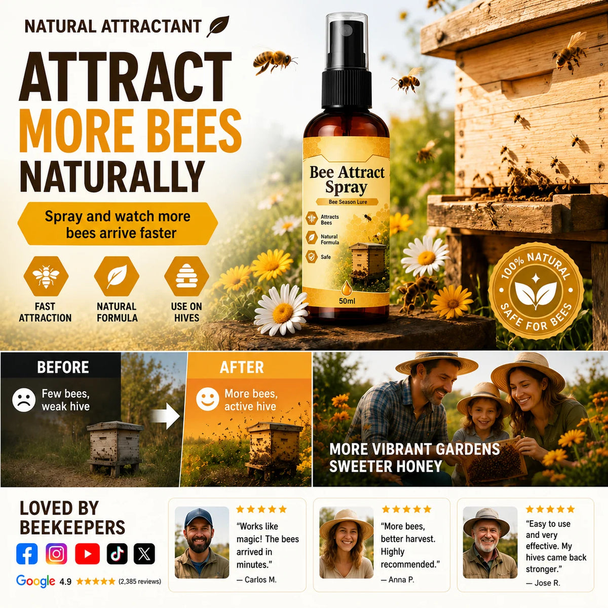 Purpose-Built Summer Natural Outdoor Bee Attractant