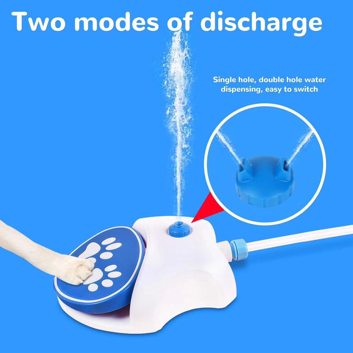 Foot-Activated Outdoor Pet Water Fountain with Hose Connection