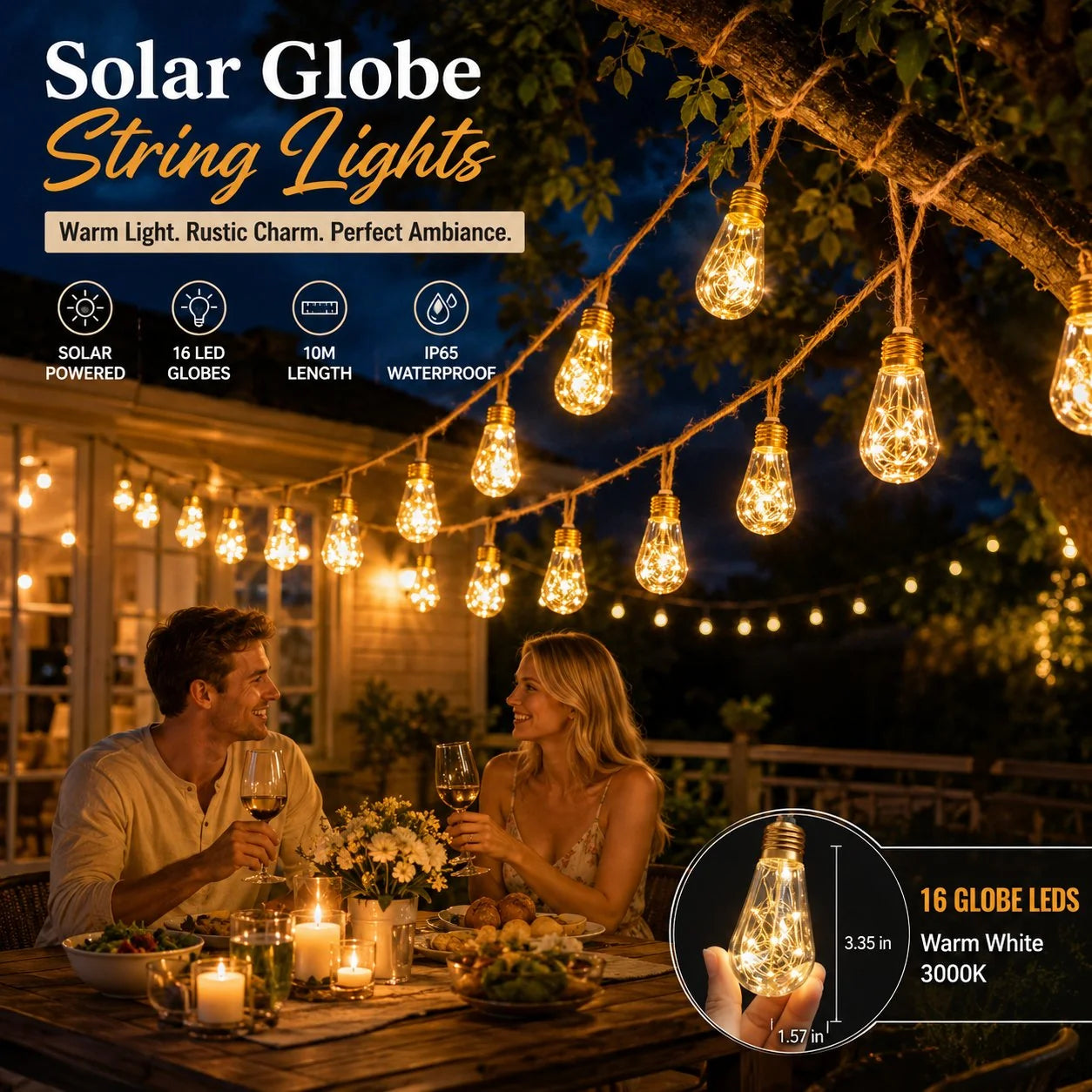 Outdoor-Ready Solar String Lights for Garden Display