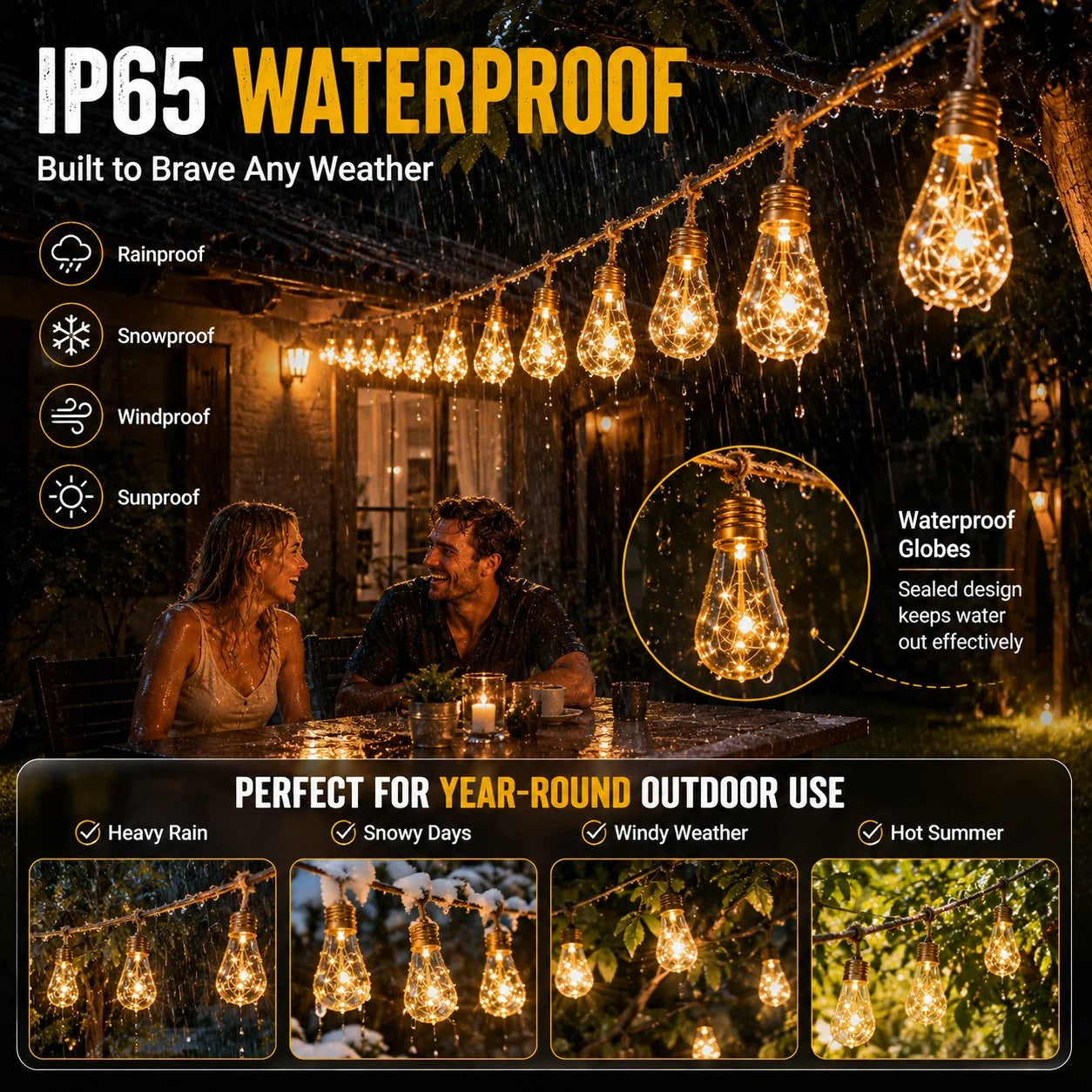 Outdoor-Ready Solar String Lights for Garden Display
