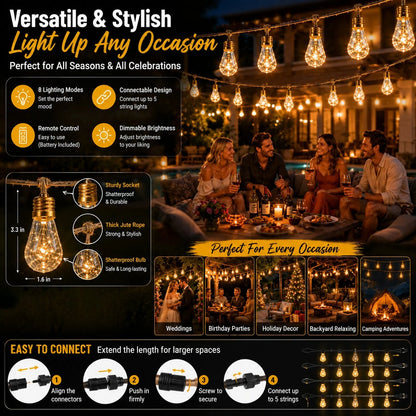 Outdoor-Ready Solar String Lights for Garden Display