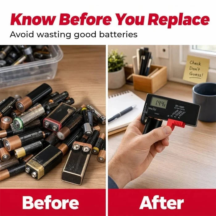Purpose-Built Digital Battery Checker – Large LCD display shows exact
