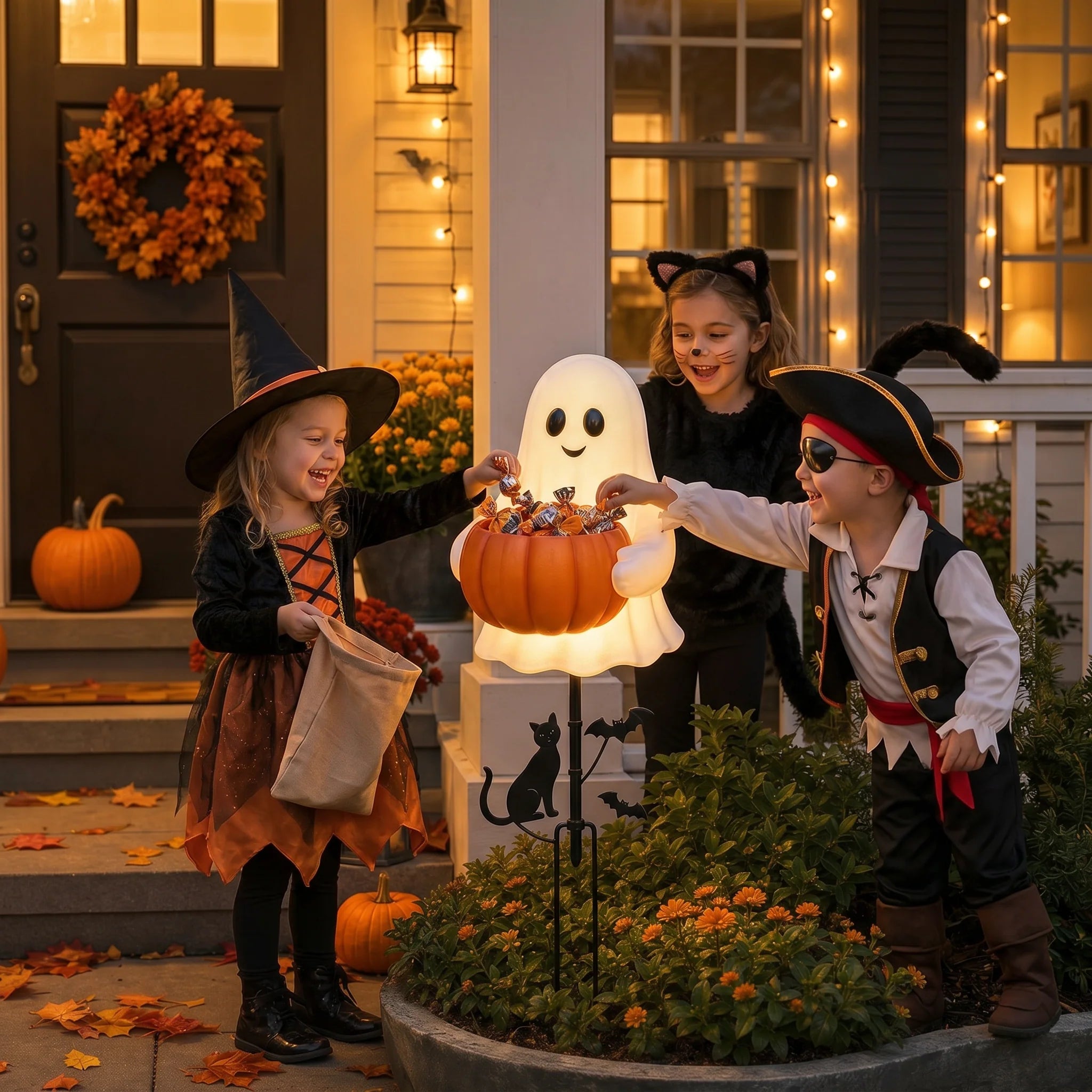 Outdoor Ghost Candy Holder Garden Stake for Garden Display