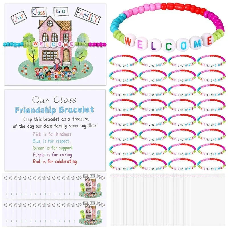 Distinctive Pack of 25 Welcome Bead Bracelets - Strengthen Classroom