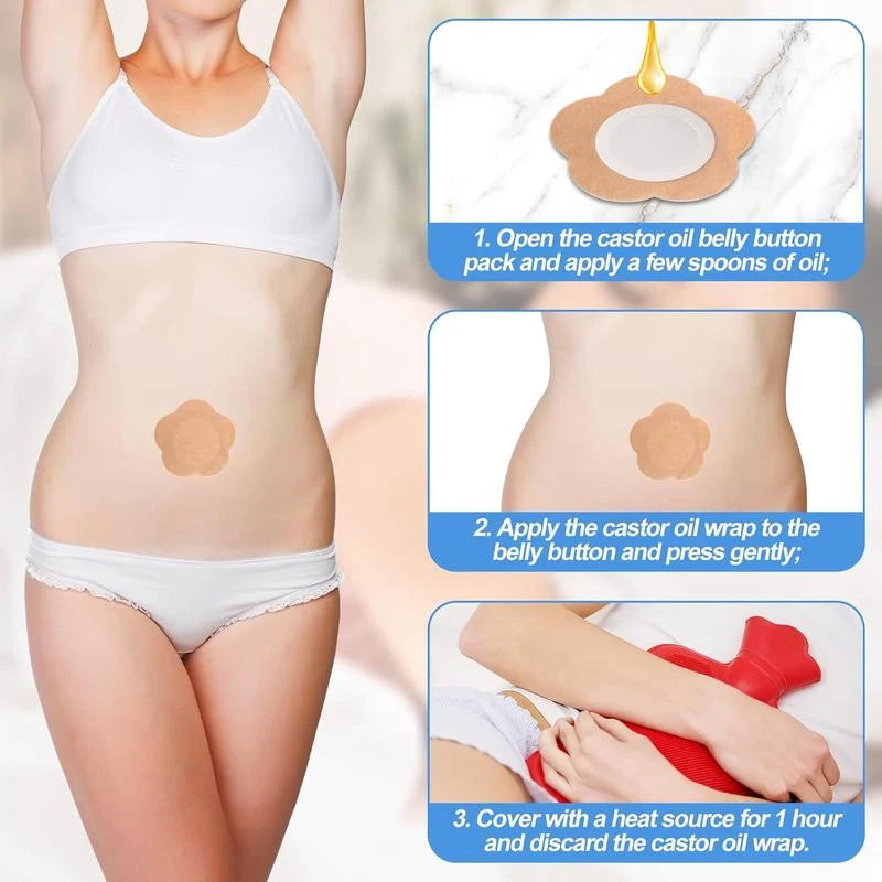 Purpose-Built 30pcs Castor Oil Pack Wrap for Belly Button
