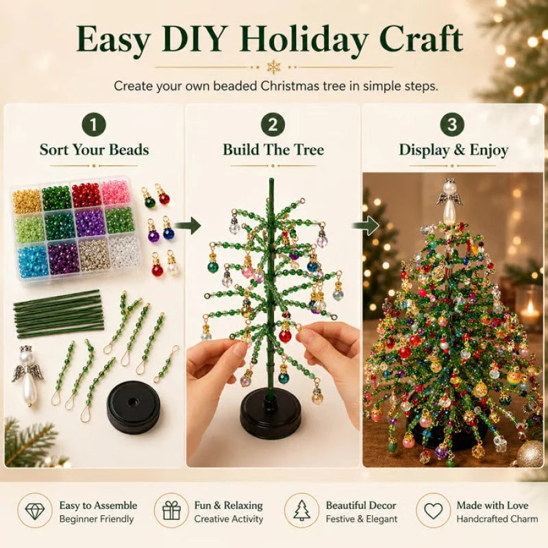 Hands-On Mini Tabletop DIY Beaded Tree Craft Kit – Handmade Holiday