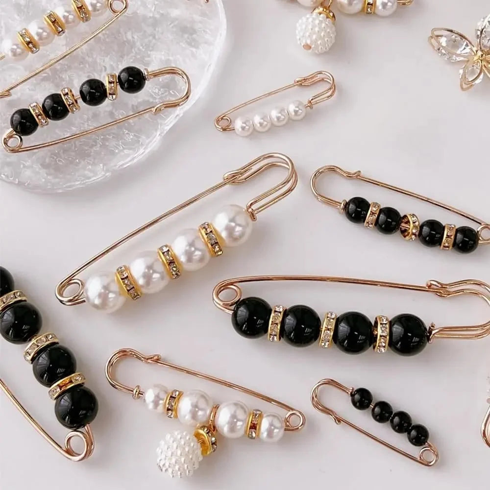 Vehicle-Ready 6-Piece Pearl Brooch Pin Set - Decorative Mixed-Style