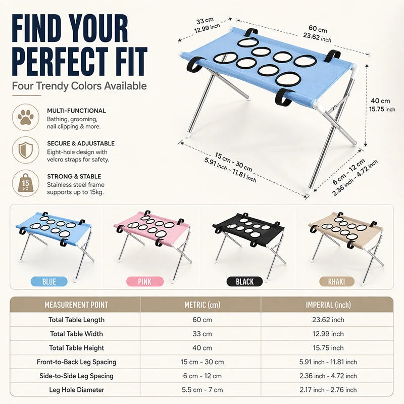 Pet-Friendly 2-in-1 Foldable Pet Grooming Bed for Daily Pet Care