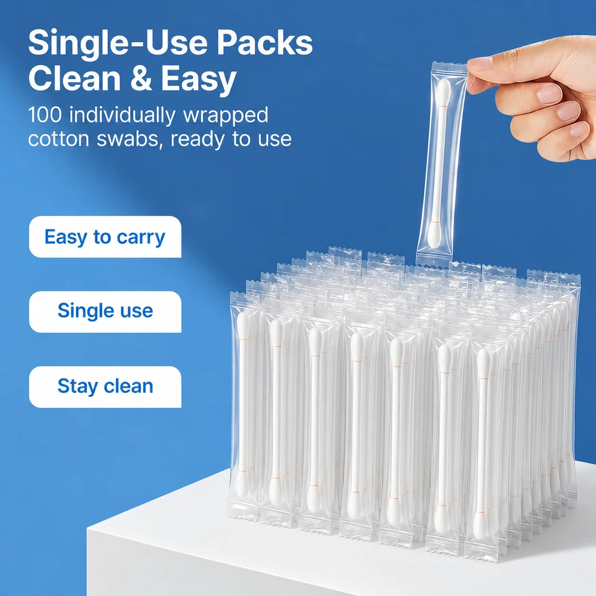 Alcohol-Free Pet Ear Cleaning Swabs, 100-Pack for Dogs and Cats