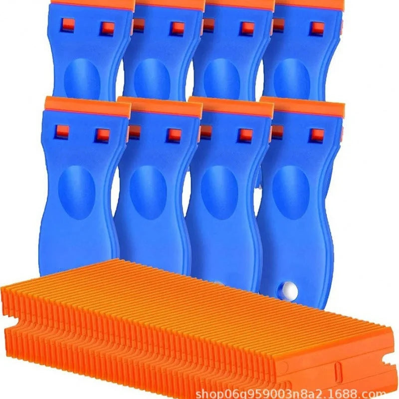 Plastic Razor-Blade Scraper with Ergonomic Handle and Spare Blades
