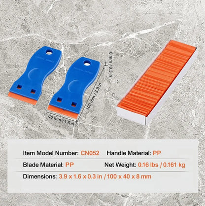 Plastic Razor-Blade Scraper with Ergonomic Handle and Spare Blades