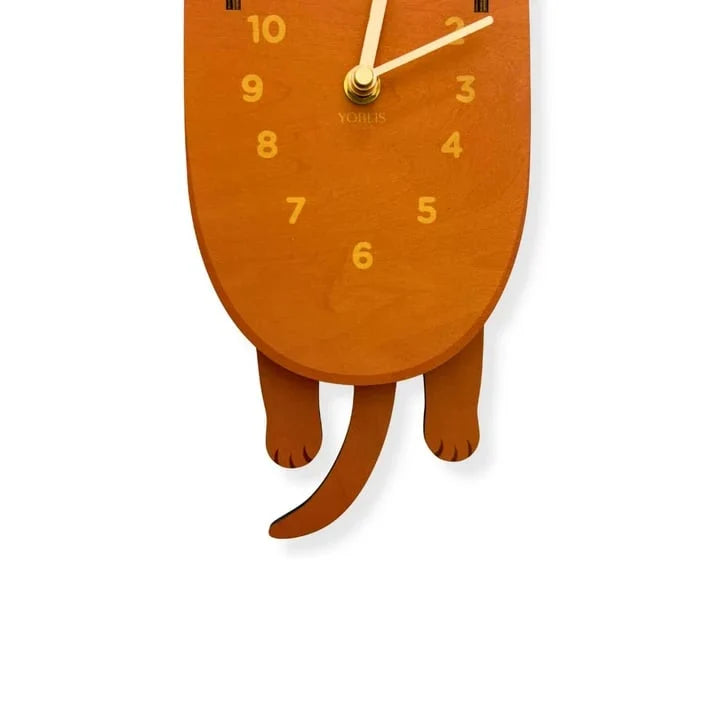 Pet-Friendly Playful Swinging Dog Wooden Wall Clock for Daily Pet Care
