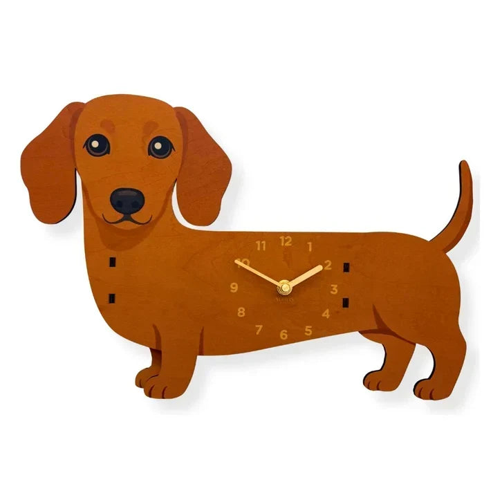 Pet-Friendly Playful Swinging Dog Wooden Wall Clock for Daily Pet Care
