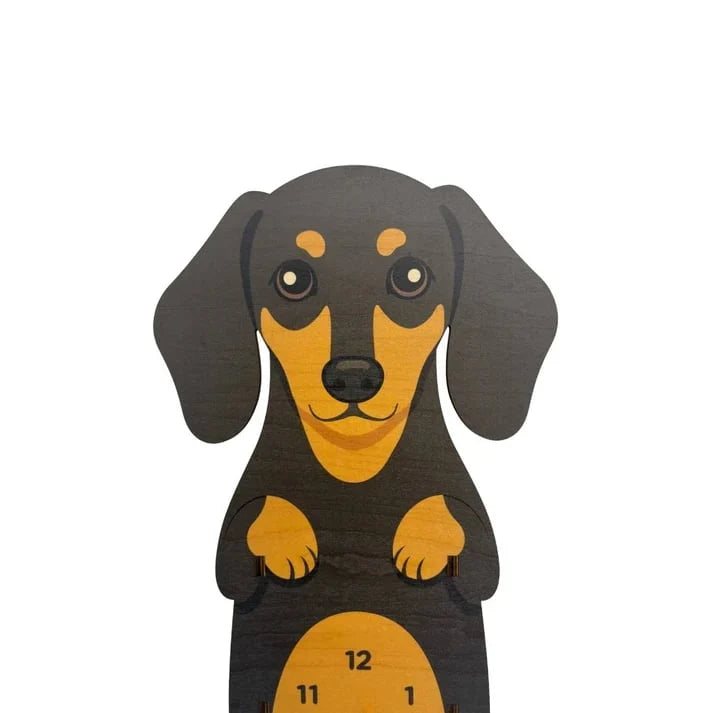 Pet-Friendly Playful Swinging Dog Wooden Wall Clock for Daily Pet Care