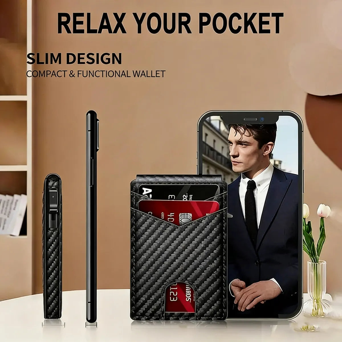 Vehicle-Ready RFID Blocking Minimalist Pop-Up Wallet – One-Second