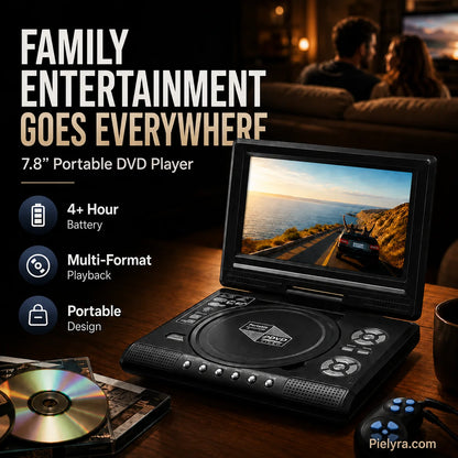 Hands-On 7.8" HD Portable DVD Player – 4+ Hour Rechargeable Battery