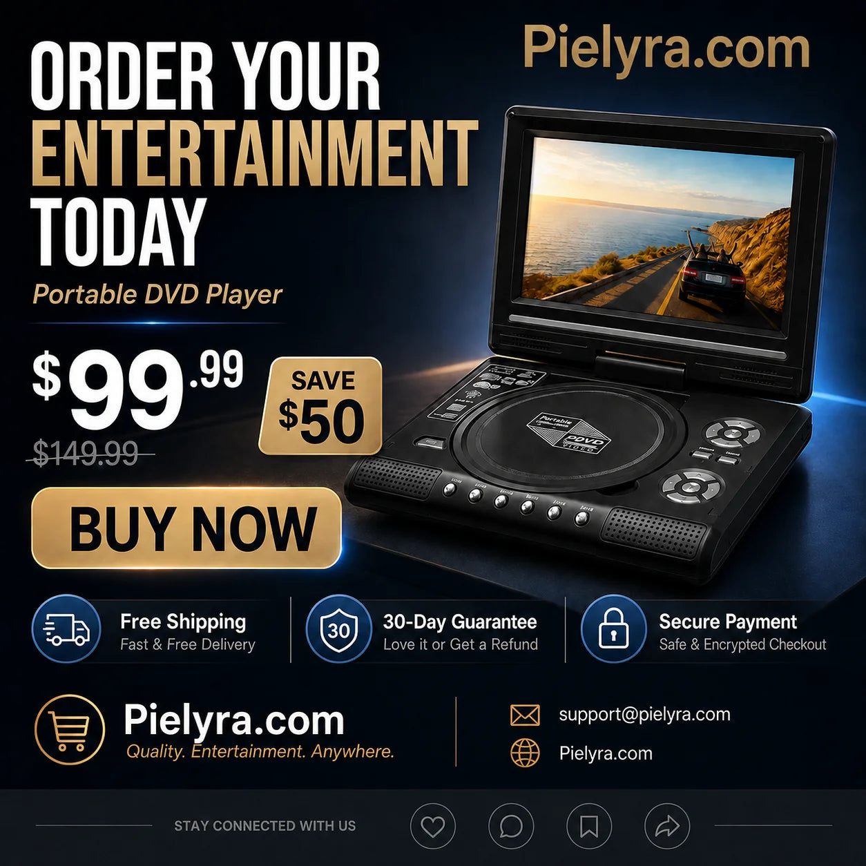 Hands-On 7.8" HD Portable DVD Player – 4+ Hour Rechargeable Battery