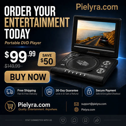 Hands-On 7.8" HD Portable DVD Player – 4+ Hour Rechargeable Battery