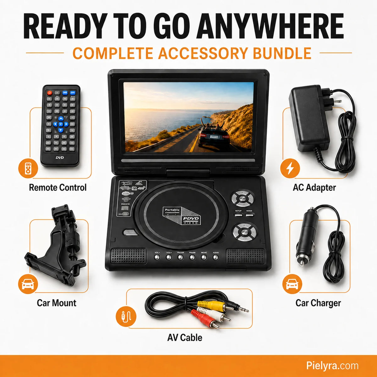 Hands-On 7.8" HD Portable DVD Player – 4+ Hour Rechargeable Battery
