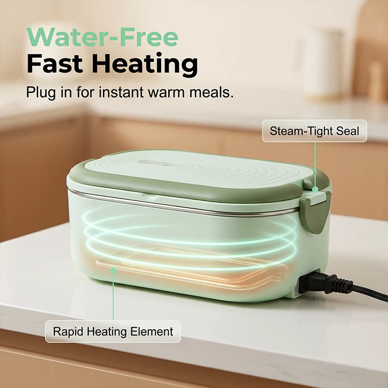 Practical Portable Electric Heated Lunch Box Water- Food