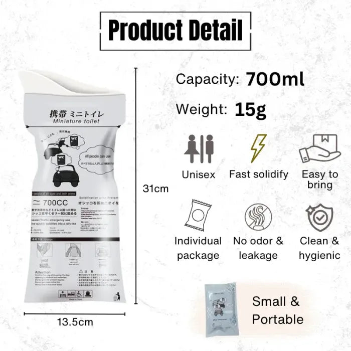 Distinctive 700ml Large Capacity Emergency Urine Bags – Portable