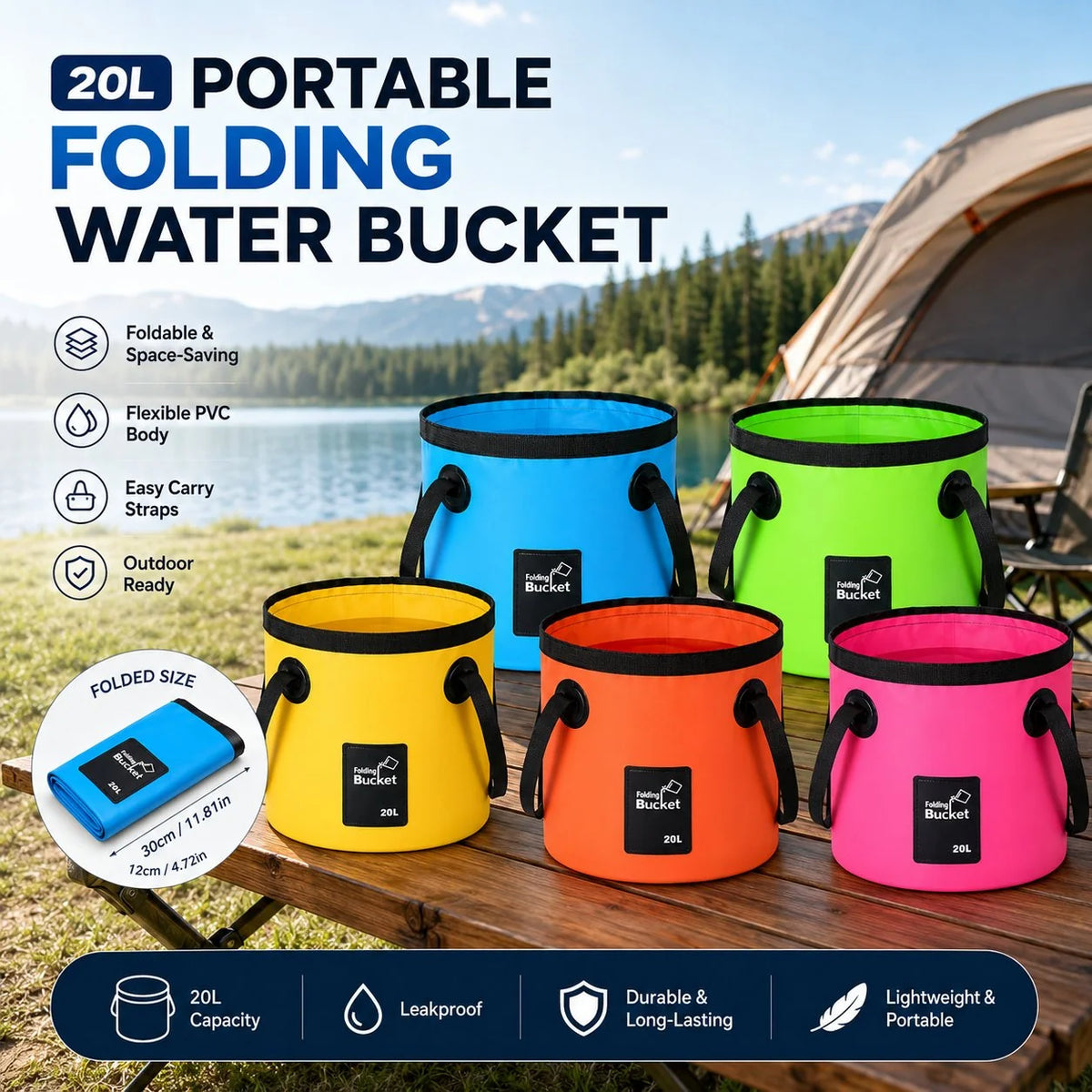 Space-Saving Portable Folding Water Storage BucketYour Go‐Anywhere
