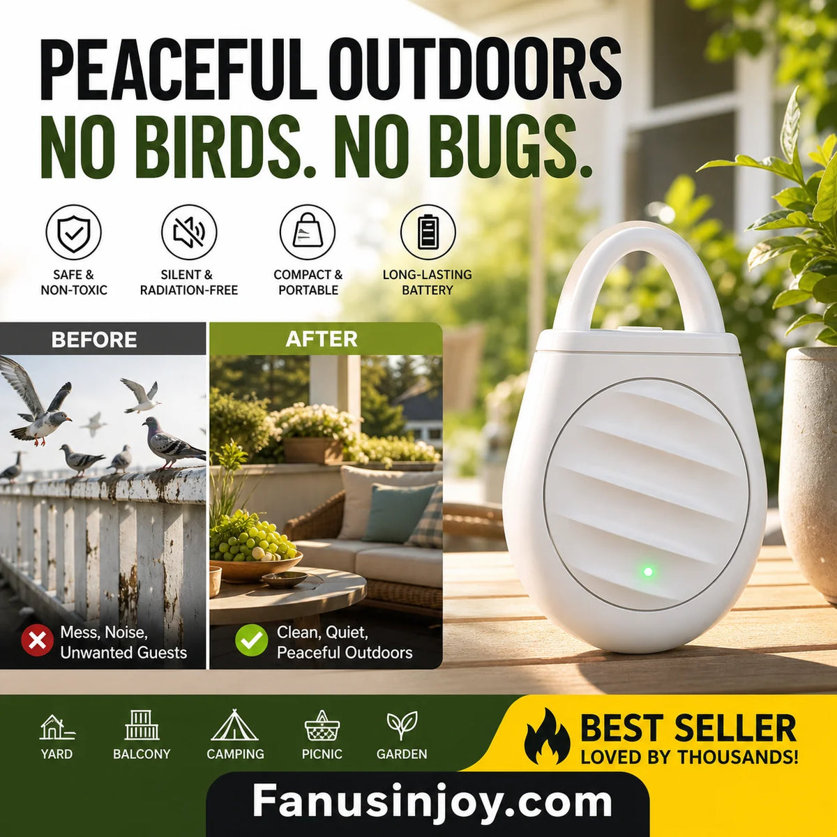 Pocket Ultrasonic Bird Repellent Keychain