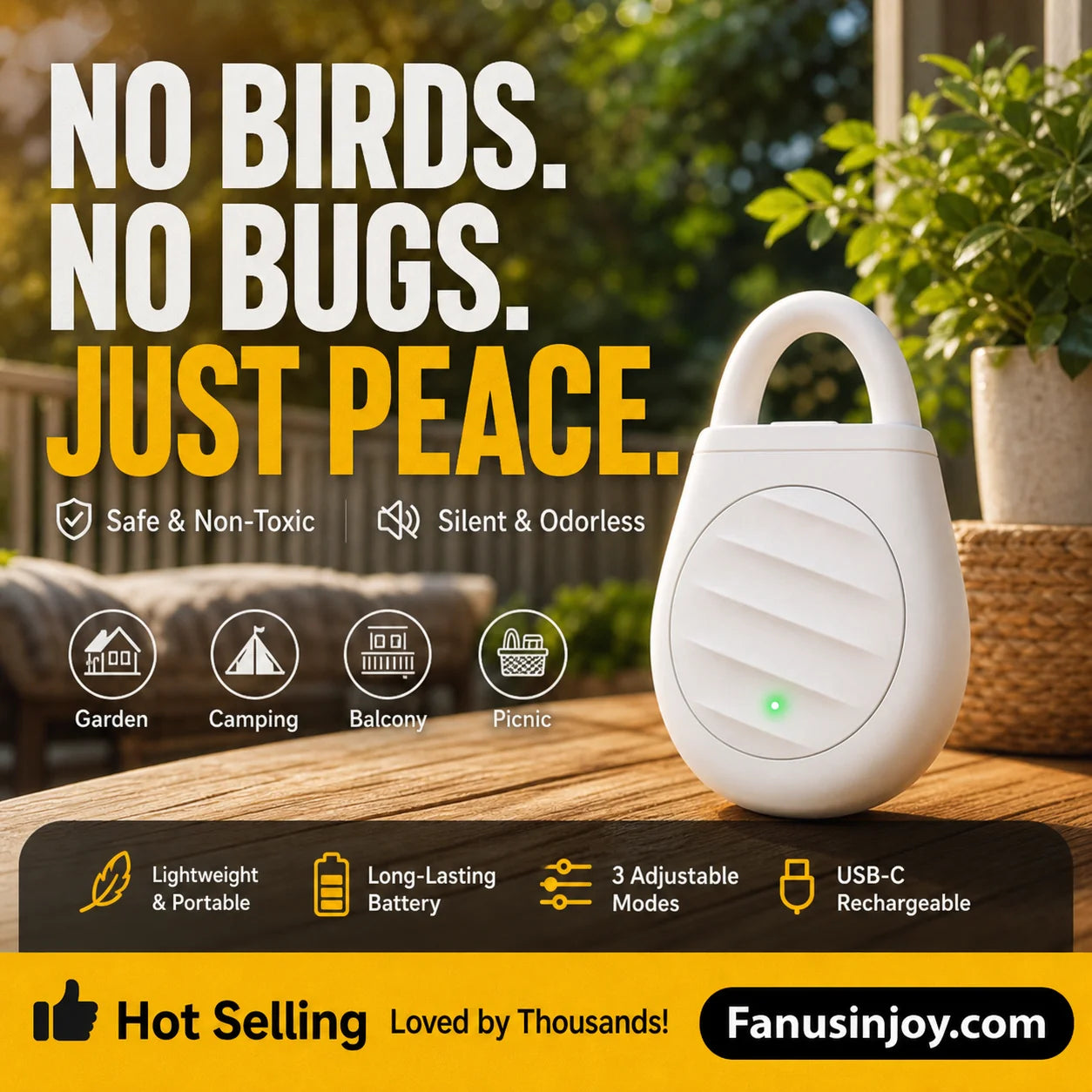 Pocket Ultrasonic Bird Repellent Keychain