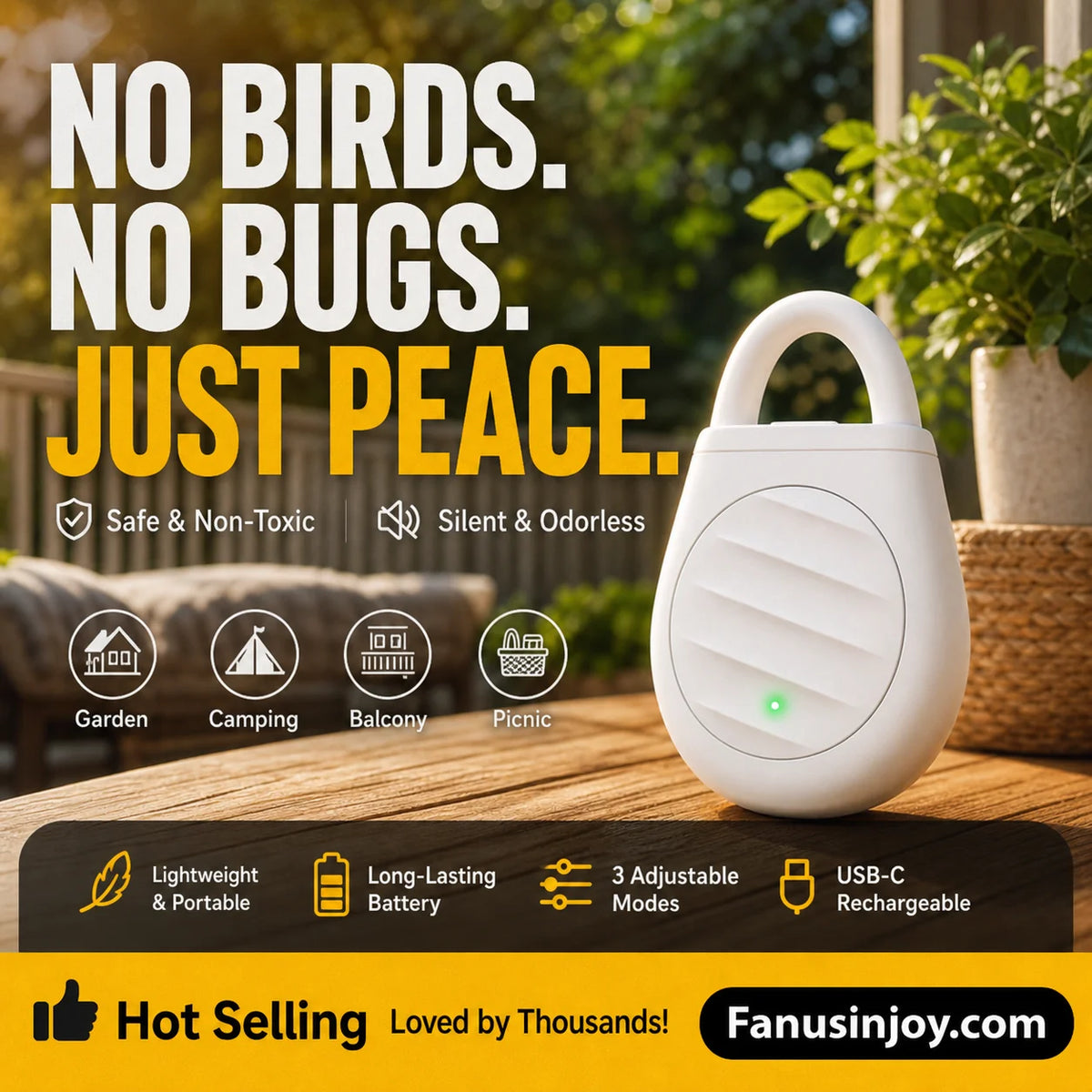 Pocket Ultrasonic Bird Repellent Keychain