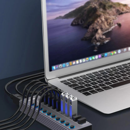 Powered 10-Port USB 3.0 Hub with Individual Switches