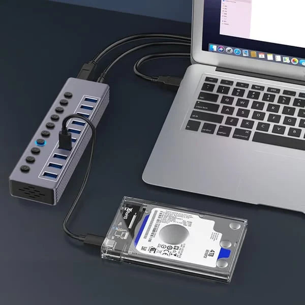 Powered 10-Port USB 3.0 Hub with Individual Switches