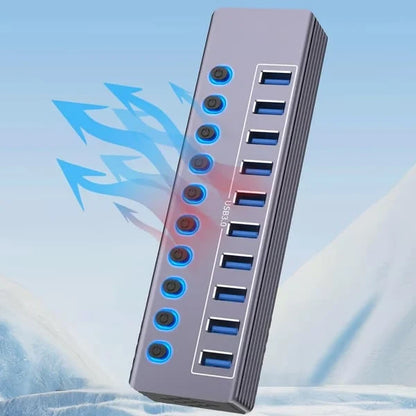 Powered 10-Port USB 3.0 Hub with Individual Switches