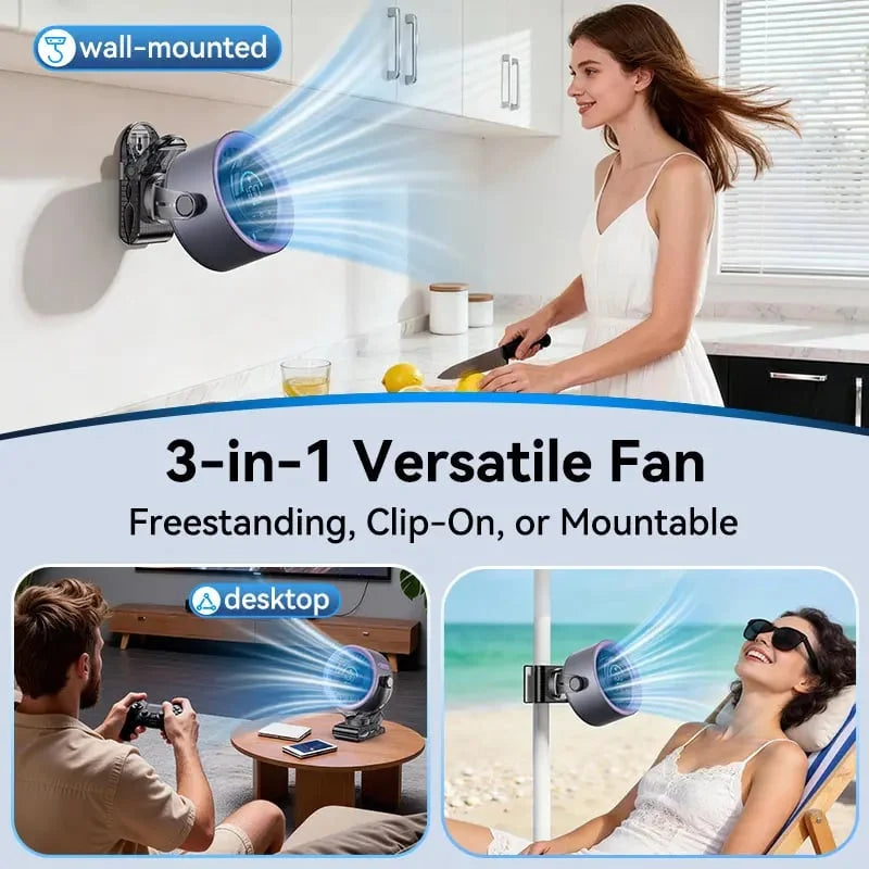 Purpose-Built Precision Cooling: 3000mAh Portable 360° Desk &