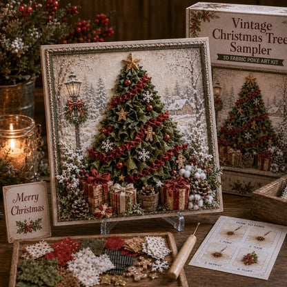No-Sew Holiday Fabric Poke-Art Set with Pre-Punched Display Board