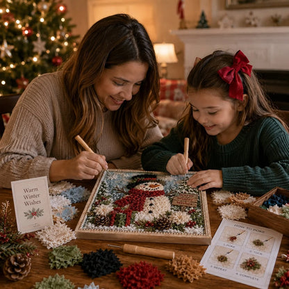 No-Sew Holiday Fabric Poke-Art Set with Pre-Punched Display Board