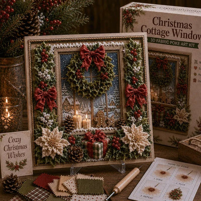 No-Sew Holiday Fabric Poke-Art Set with Pre-Punched Display Board